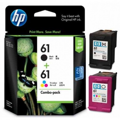 HP 61 Combo Pack Black + Tri- Colour Original Ink Cartridges